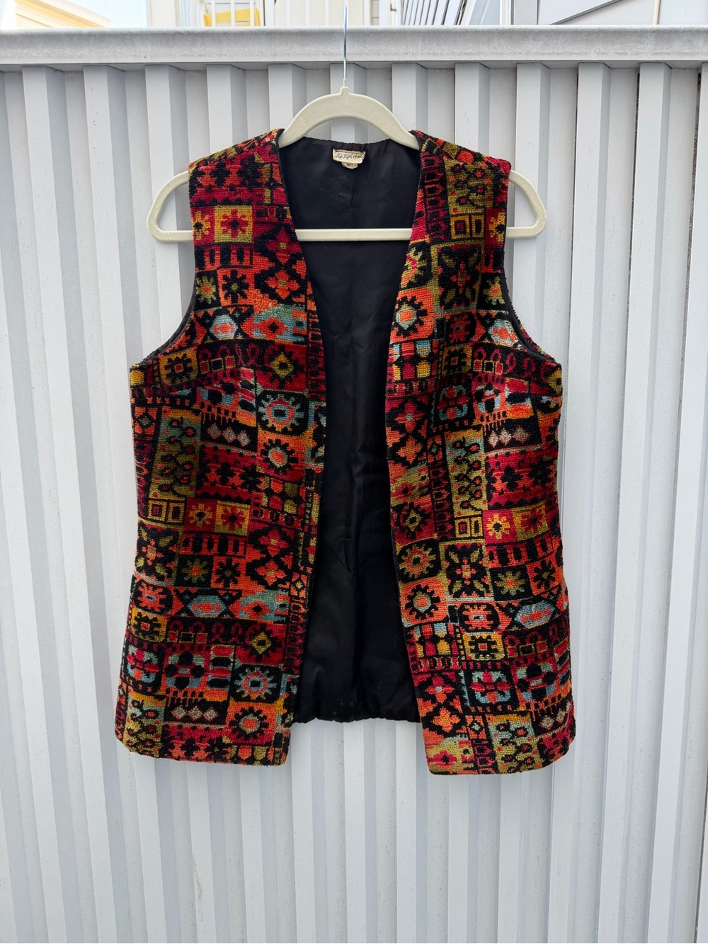 Vintage Saks Fifth Avenue Tapestry Kilim Rug Vest Boho Women's Large